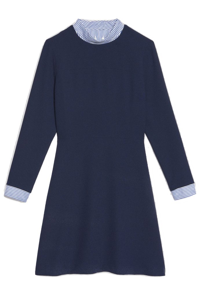 The Fashion Magpie Sandro Poplin Dress Blue
