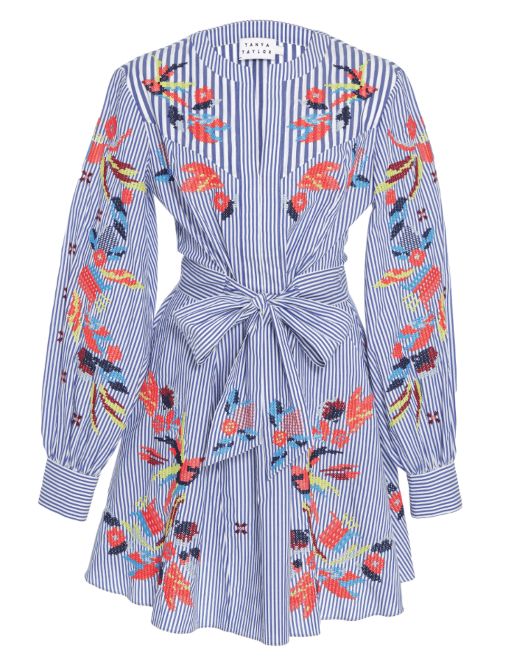 The Fashion Magpie Striped Embellished Tanya Taylor Dress
