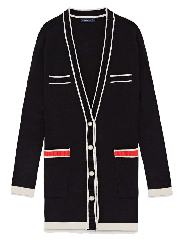 The Fashion Magpie Zara Grosgrain Cardigan Black