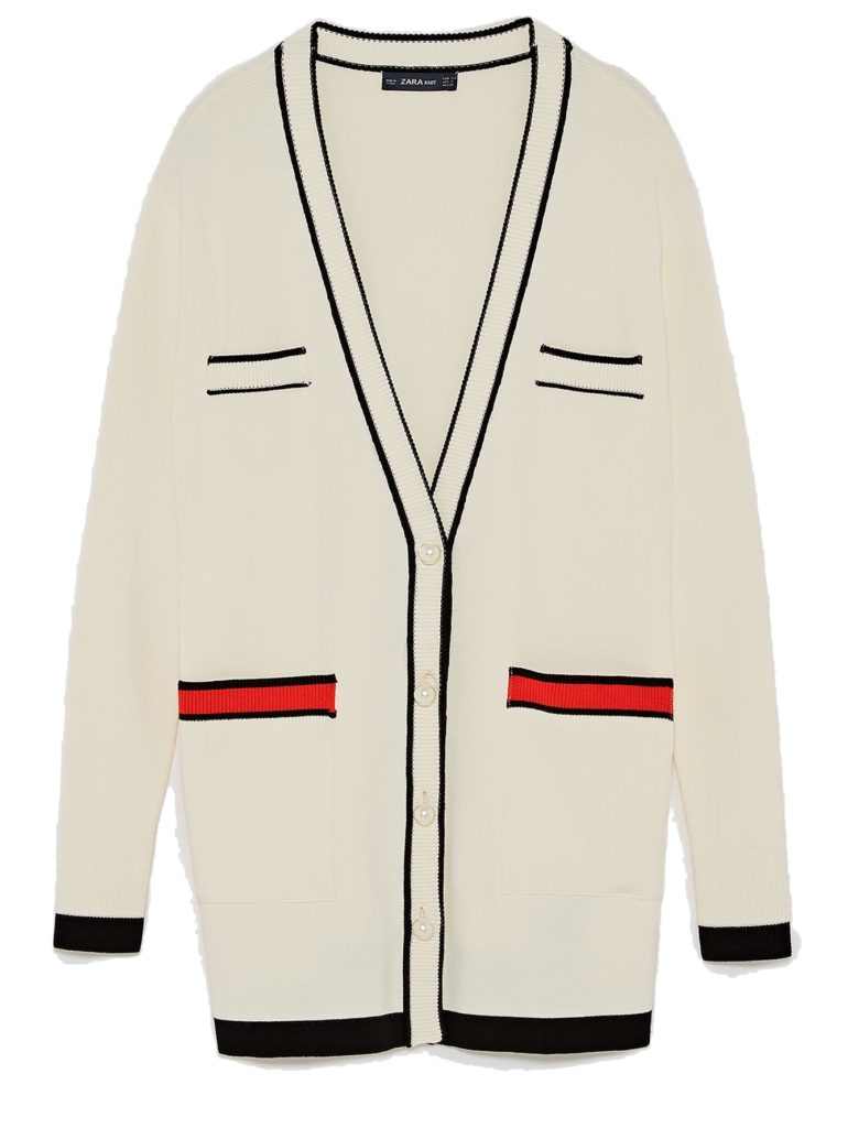 The Fashion Magpie Zara Grosgrain Cardigan White