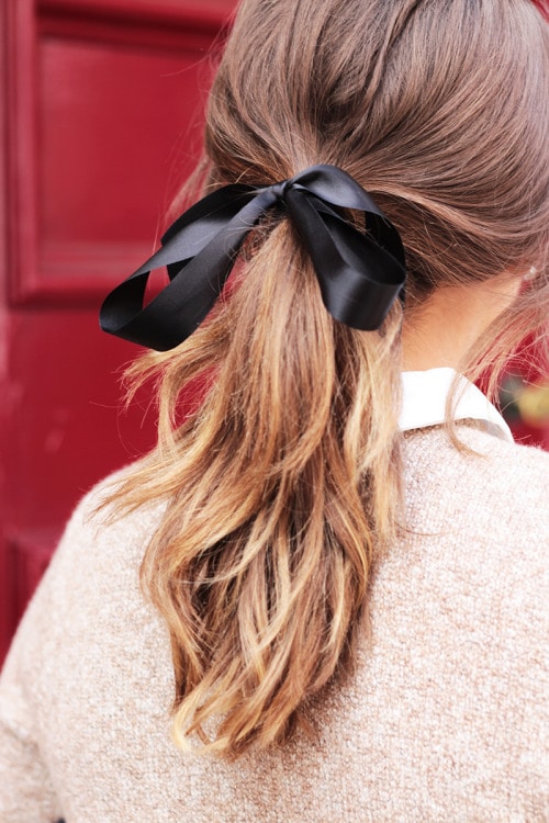 satin ribbon in hair