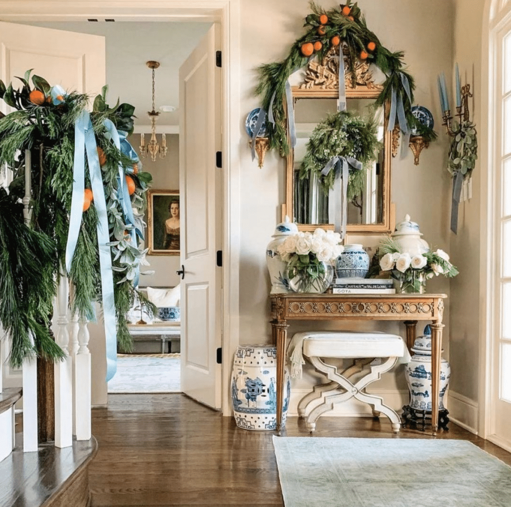 christmas decor blue and green
