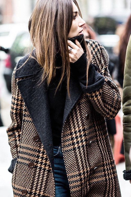 plaid winter coat