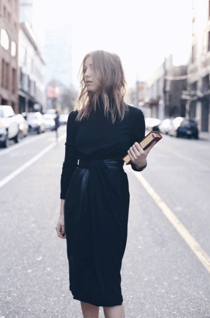 woman in black street style