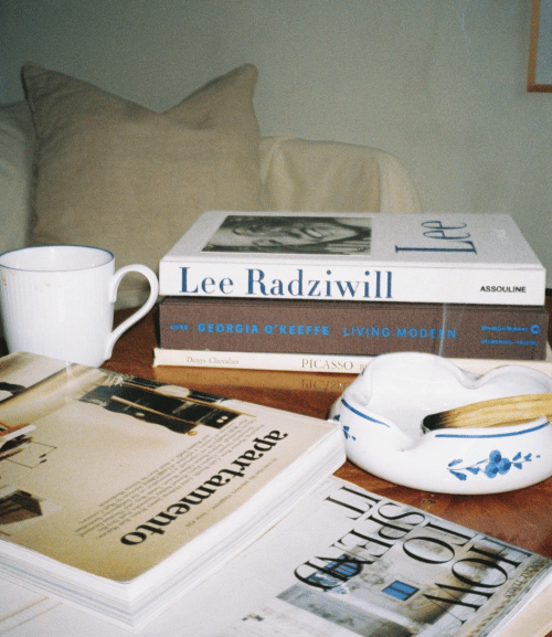 desk with books