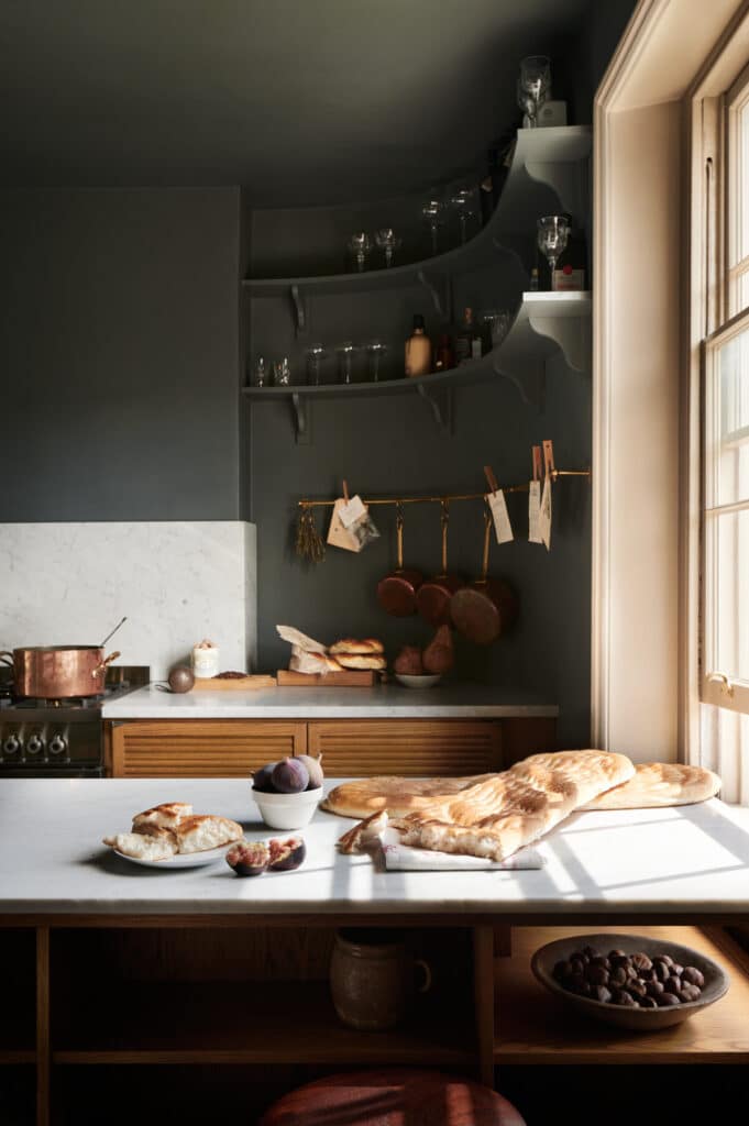 dark green kitchen