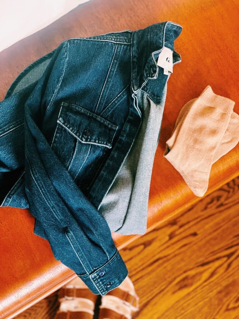 g label denim shirt