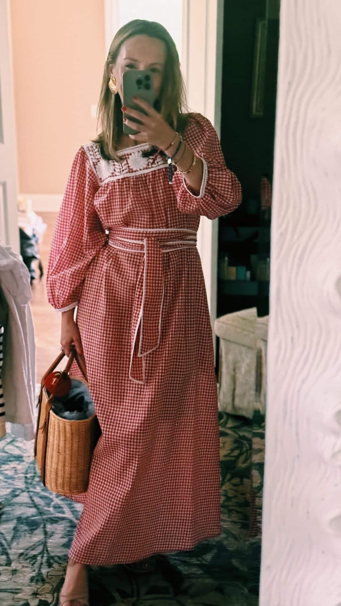Red-Gingham-Midi-Dress