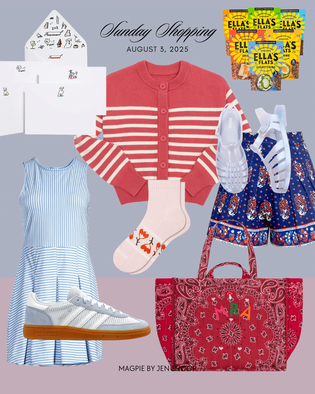 summer shopping collage bandana print tote