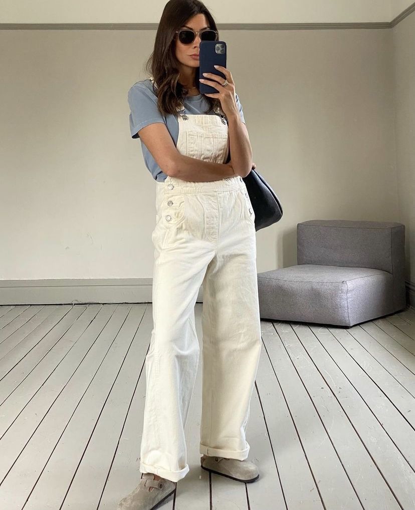 white overalls street style