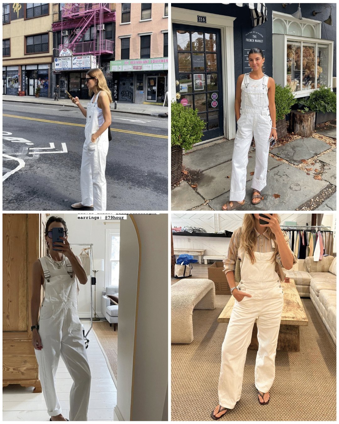 white overalls street style